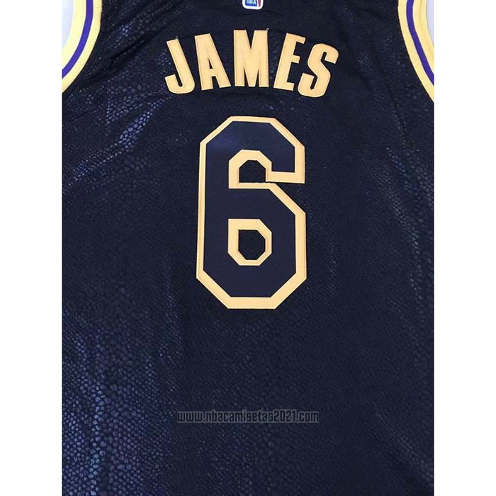 Camiseta Los Angeles Lakers LeBron James #6 Ciudad 2021-22 Negro